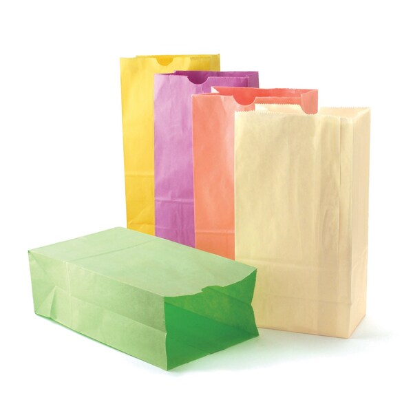 Hygloss Products Gusseted Paper Bags, Size No 6, Pastel Colors, PK84 66289 - main